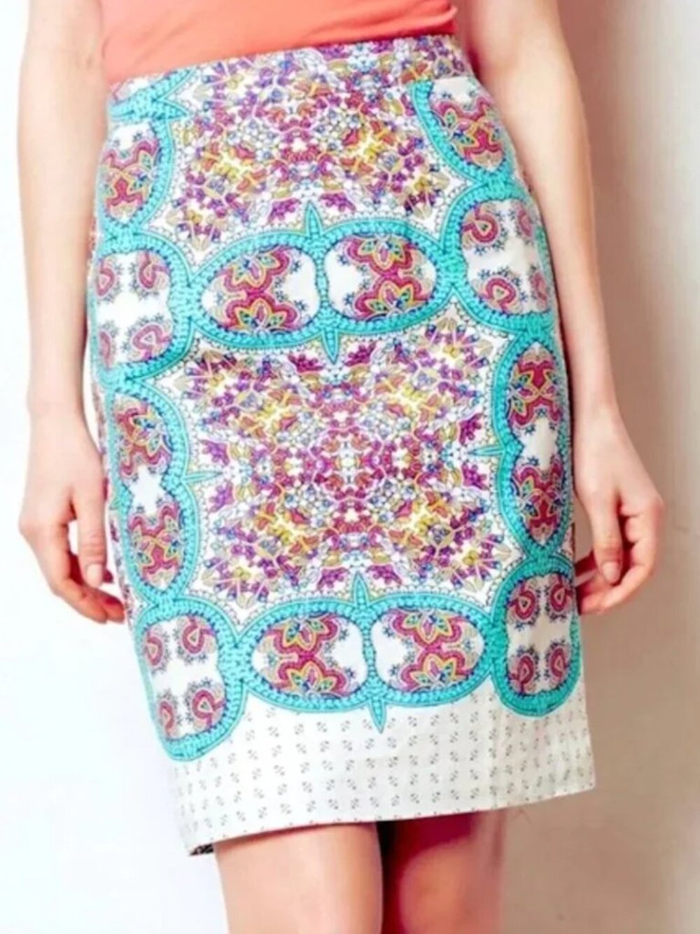 Anthropologie Maeve "Manolya" Paisley Linen Blend Pencil Skirt